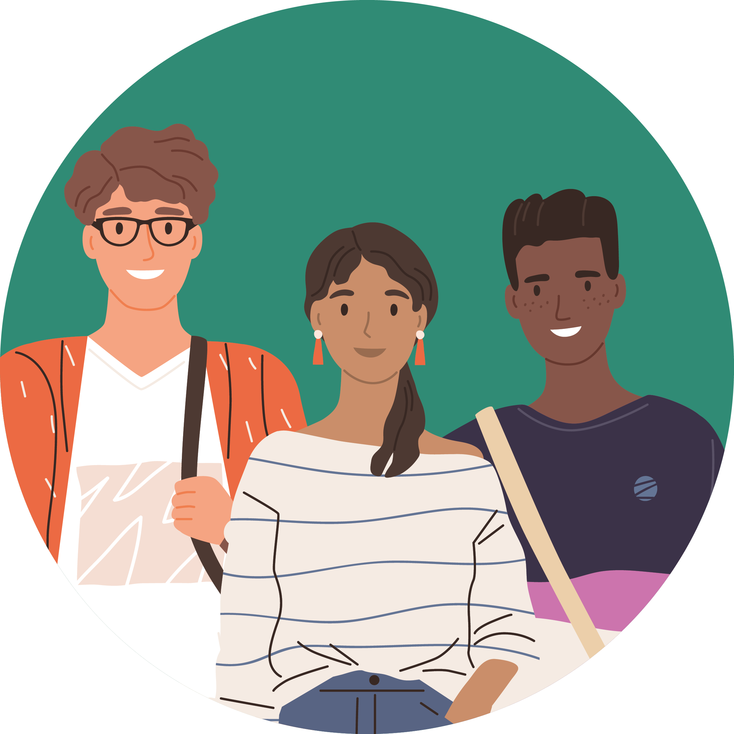 An illustration of three young people